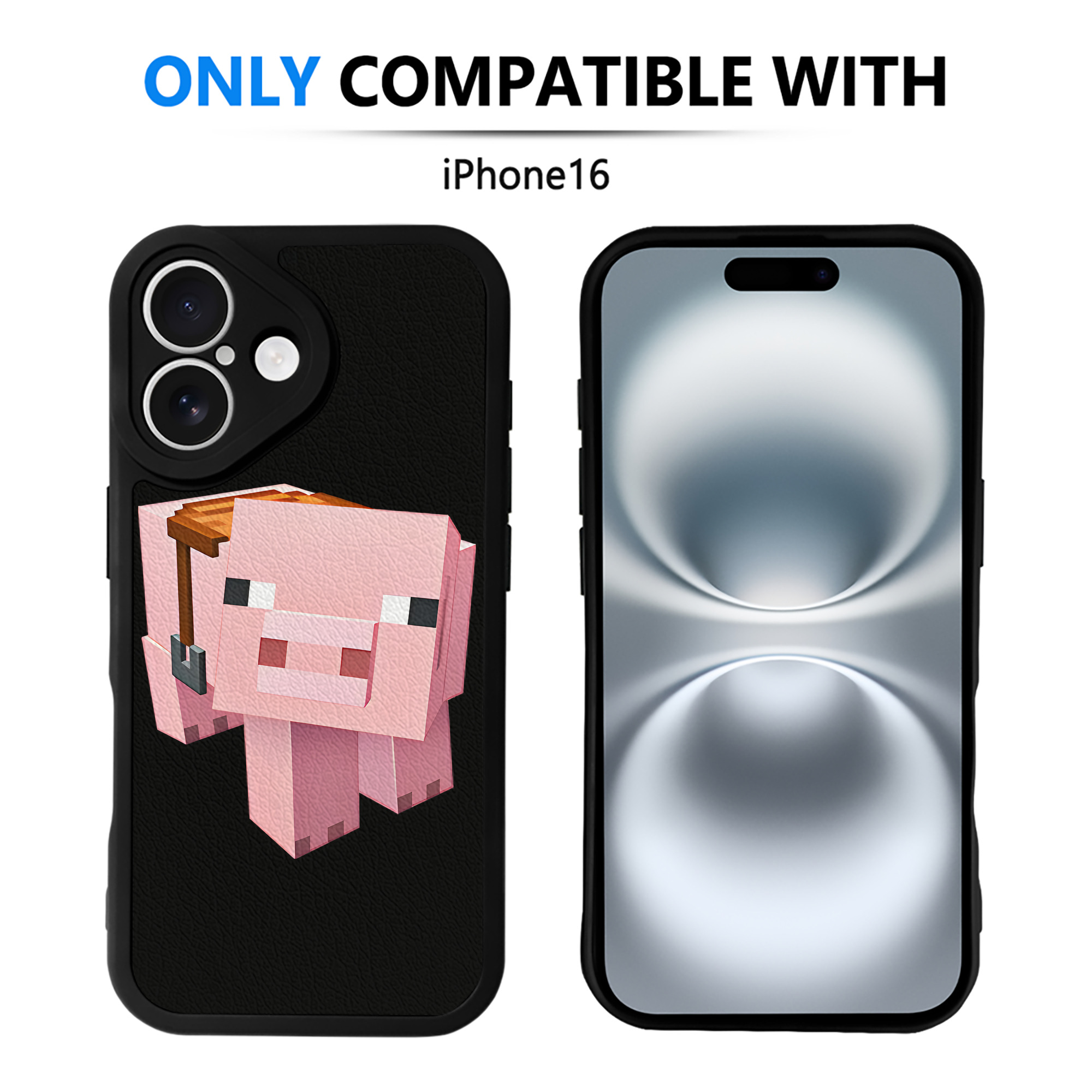 （画像用） マインクラフト ブロックの世界 Minecraft MC Block world 【iPhone 16シリーズ対応】シリコンスマホケース（レザー調） 材質：シリコン